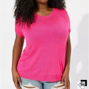 Torrid Pink Short Sleeve Sweater Size 4 NWT